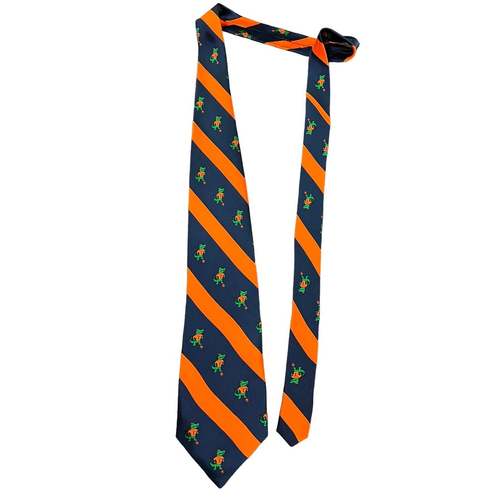 Florida Gators Tie Necktie 4” Orange Blue Stripe Campus Classics Vintage Logo